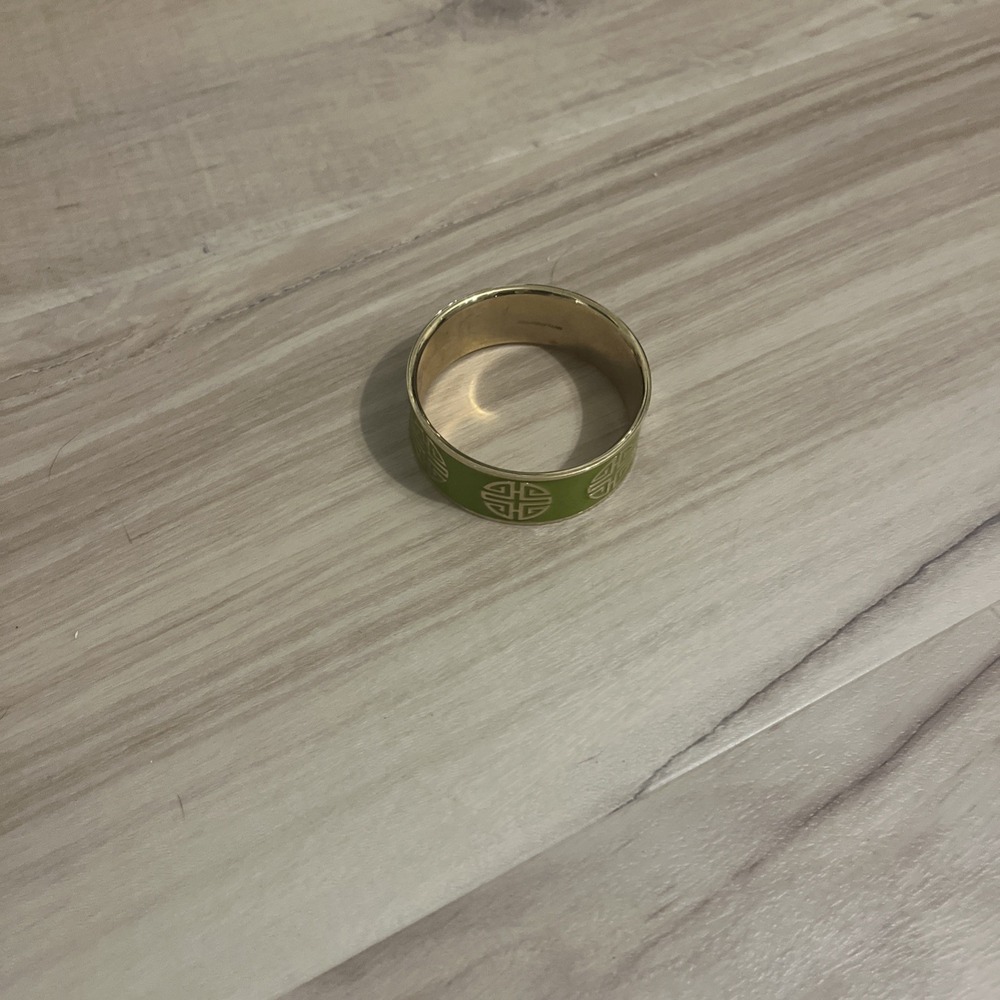 Shanghai Tang Green and Gold Enamel Bangle Bracelet - Picture 1 of 9